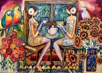 Shazly Khan, Kuch Tum Meri Suno, Kuch Tum Apni Sunao, 48 x 30 Inch, Acrylic on Canvas, Figurative Paintings, AC-SZK-124 Shazly Khan, Kuch Tum Meri Suno, Kuch Tum Apni Sunao, 48 x 30 Inch, Acrylic on Canvas, Figurative Paintings, AC-SZK-124